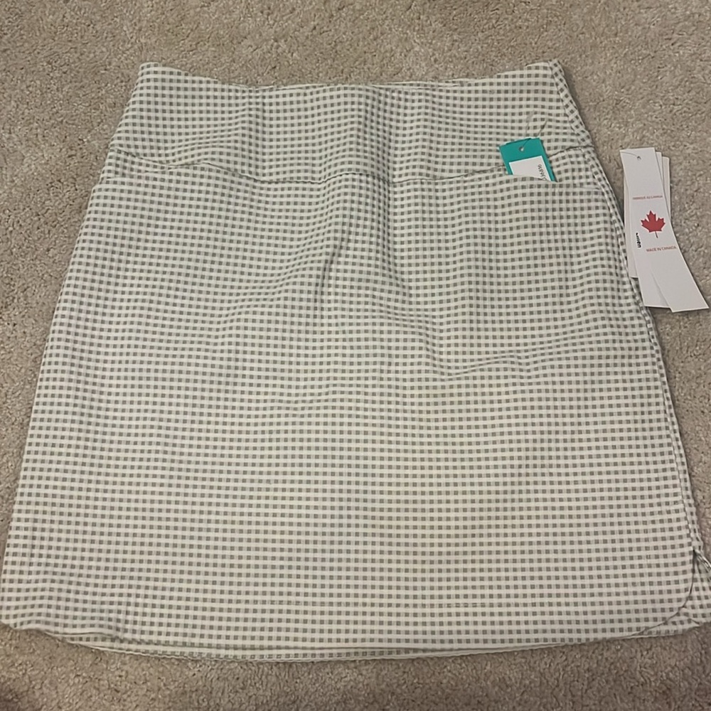 Tribal Mini Skirt in Cream and Light Gray Gingham